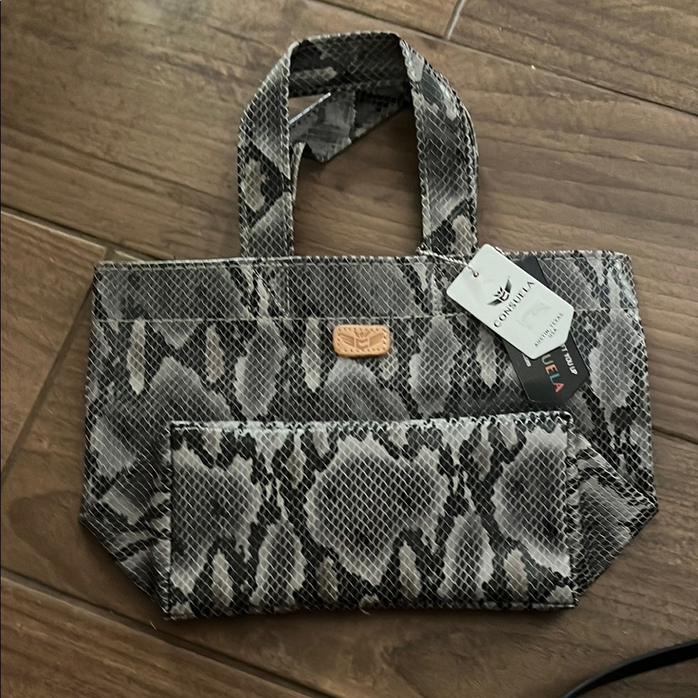 Consuela Gray Snake Print Tote